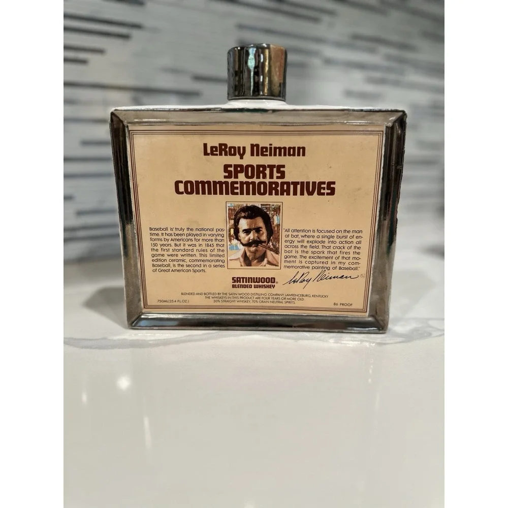 Vtg 1979 LeRoy Neiman Sports Baseball Whiskey Decanter Ceramic Limited Edition
